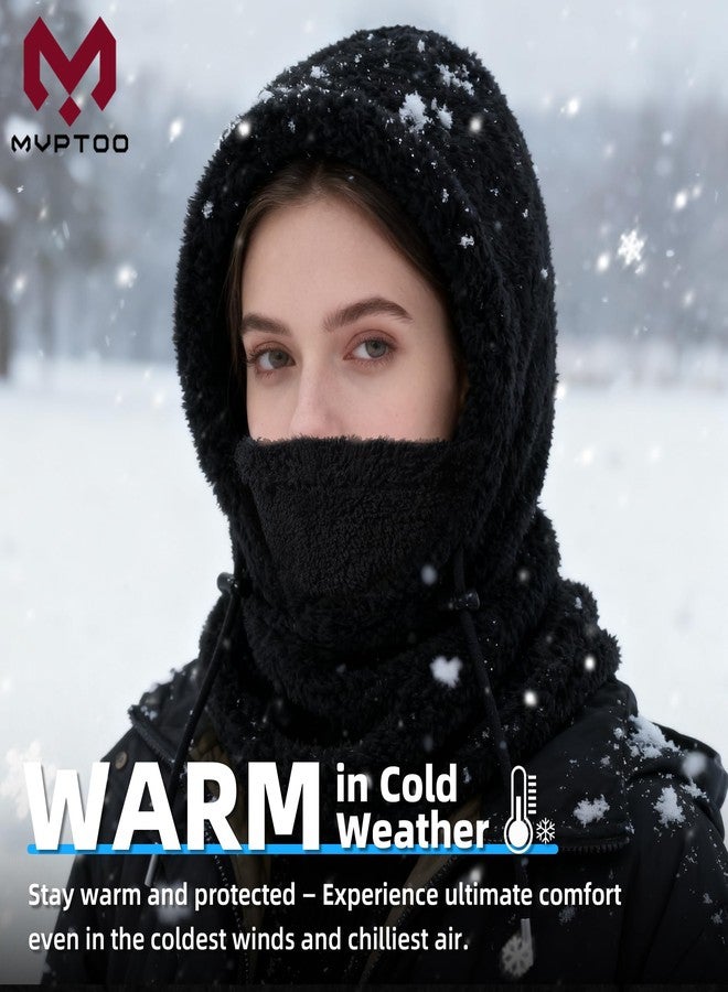 MVPTOO Ski Mask Balalclava Windproof Face Mask Warm Fleece Neck Cover for Cold Weather Helmet Hood for Men & Women (Black) - Image 3